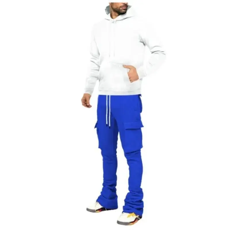 Men's Plus Size Cargo Stacked Pants - Summer Fleece Flare Hiphop Street Sweatpants Men's Plus Size Cargo Stacked Pants - Summer Fleece Flare Hiphop Street Sweatpants
