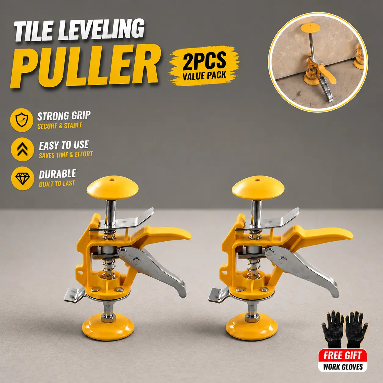 2Pcs Tile Leveling System Adjustable Height Lifting Tool for Wall and Floor Tiles DIY Home Renovation Bathroom Kitchen Patio Walkway Floor Leveling Construction Hand Tools