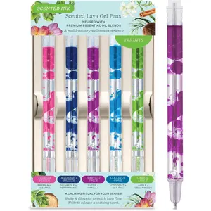 Scented Lava Gel Pen Set, 5-Pack (Brights) - 0.5mm Colored Gel Pens Infused with Scented Essential Oil Blends & Mesmerizing Lava - School Supplies for College  & Adults
