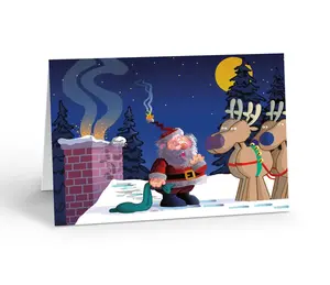 Stonehouse Collection Funny Santa Christmas Card, Burned in Chimney Design, Humorous Holiday Greeting Cards, 5 x 7 inches, 18 Count