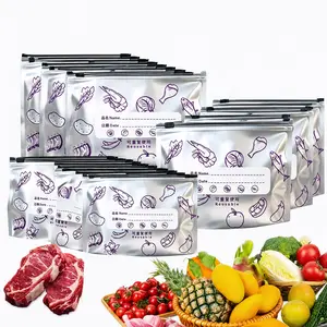 New reusable upgraded thickened upright aluminum foil sealing storage bags, with labels and zipper locks, suitable for washable kitchen items like vegetables, fruits, and meat, perfect for Thanksgiving, Christmas, and Independence Day gifts