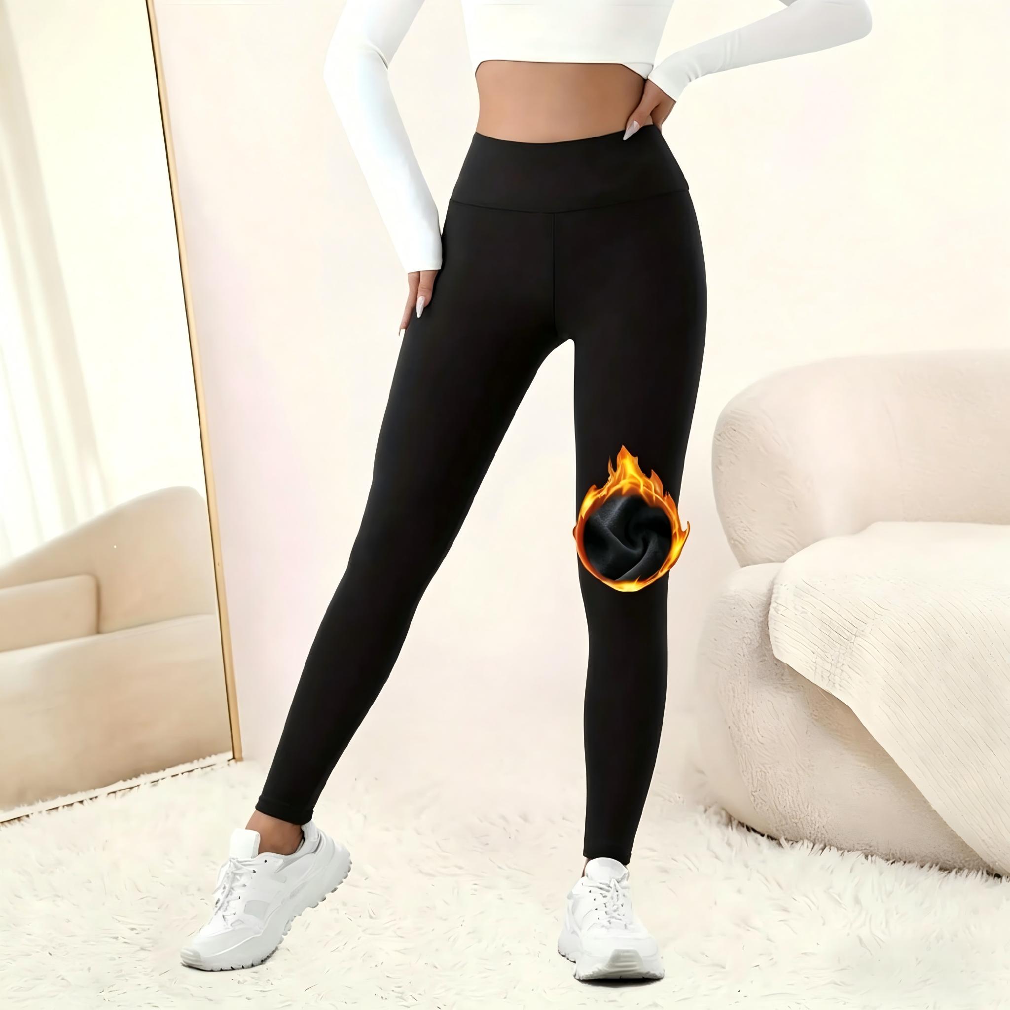 Women's Warm Fleece-Lined High Waist Elastic Sporty Leggings Casual Comfortable Skin-Friendly Thick Pants for Winter Athleisure Plus Size Friendly Shell Protection - Womenswear