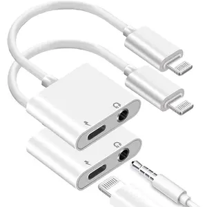 [Apple MFi Certified] iPhone Headphone Adapter 2 Pack, 2 in 1 Lightning to 3.5 mm Headphone Jack Adapter Aux Audio & Charger Splitter Cable for iPhone 14 13 12 11 XS XR X 8 7 6 iPad, Support iOS 16