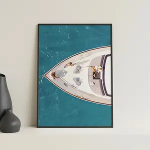 (No Frame) Luxury Yacht Poster, Retro Fashion Wall Art, Vintage Nautical Print, Elegant Coastal Decor, Chic Seaside Aesthetic Artwork