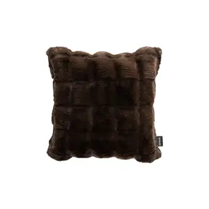 The Sculpted Square Faux Fur Pillow - Mocha