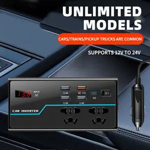 NeoAuto Power Inverter, Compact DC 12V to AC 110V Converter with Fast 3.1A Dual USB Charging, 150W Car Power Car Truck Inverter 12V-24V to 220V with Smart Chip QC3.0 Fast Charging for Laptops Tablets & emergency