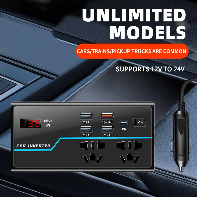 NeoAuto Power Inverter, Compact DC 12V to AC 110V Converter with Fast 3.1A Dual USB Charging, 150W Car Power Car Truck Inverter 12V-24V to 220V with Smart Chip QC3.0 Fast Charging for Laptops Tablets & emergency