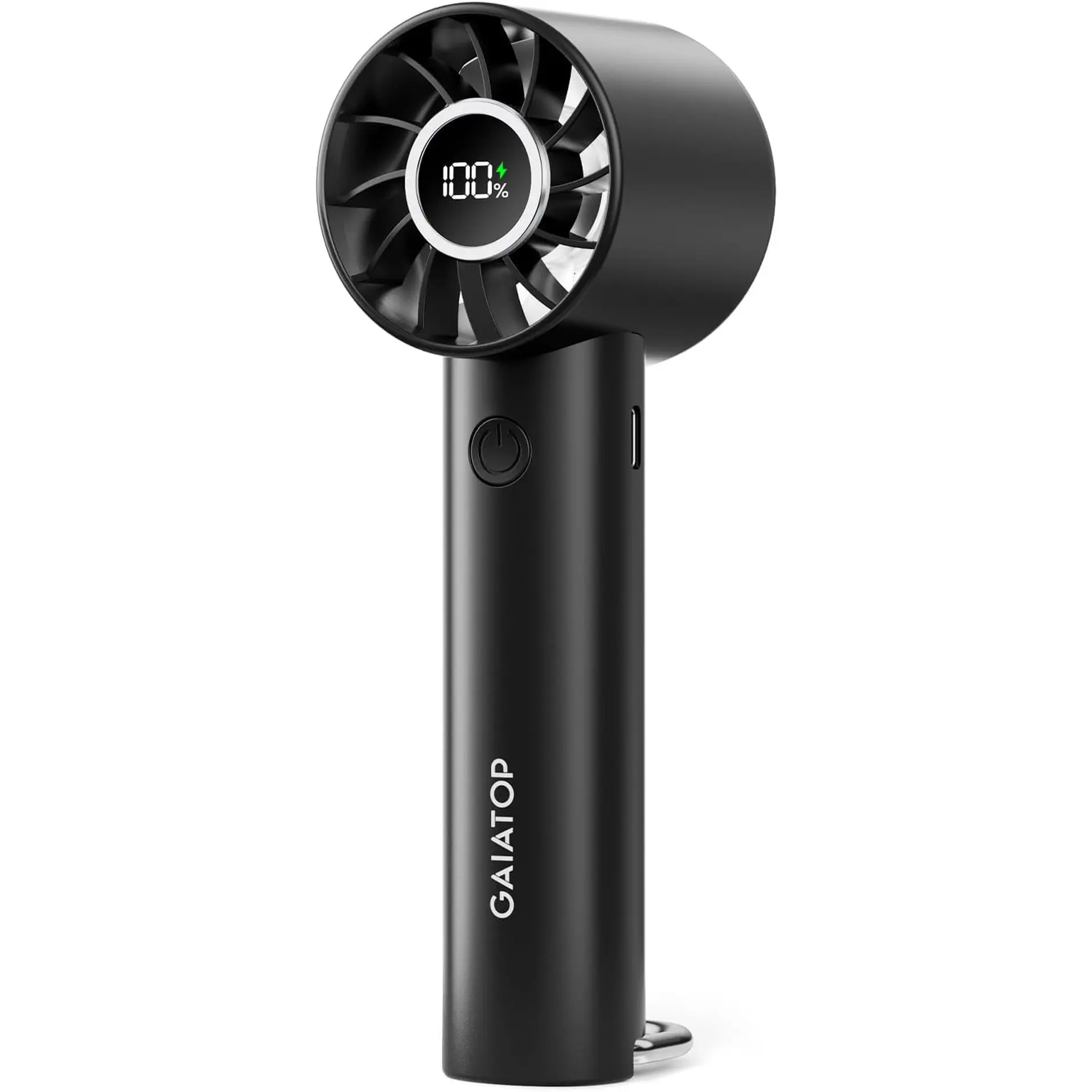 Gaiatop Portable Mini Fan, 3 Speed Handheld Fans with Power Display Flashlight, USB Rechargeable Battery, Lightweight Personal Cooling for Women Men Indoor Outdoor Travel Black Gaiatop
