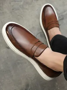 Men's Casual Plain Color Loafers, 2024 New Style Fashionable Round Toe Slip-on Loafers for Daily Wear, Lightweight Breathable Comfortable Shoes for Men