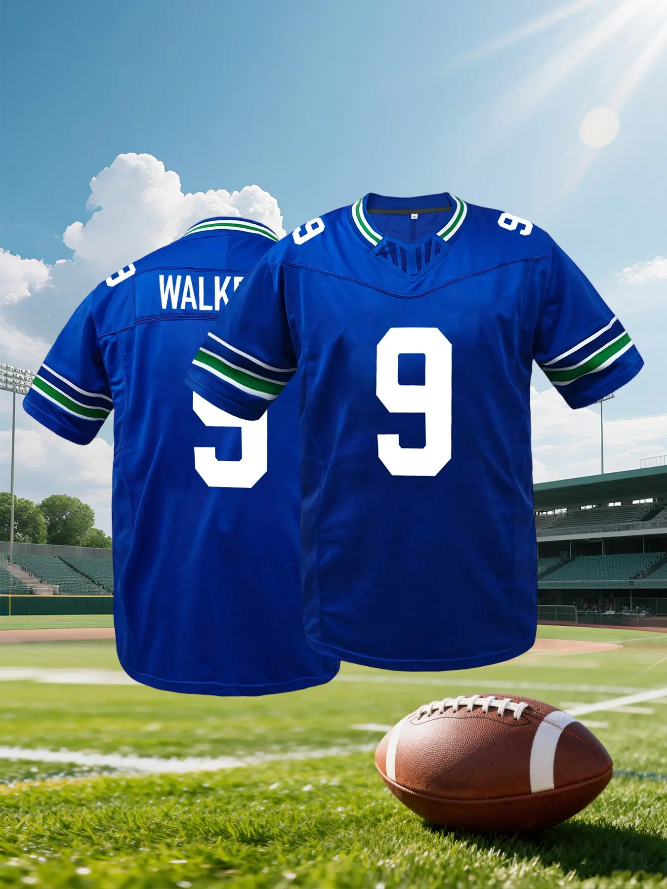 Men's Seattle #9 American Football Jersey, V Neck Embroidered Sportswear, Sports Clothing, Loose Short Sleeve T-Shirt, Sports Top, Perfect for Outdoor Sports & Competition, Unisex, All Seasons