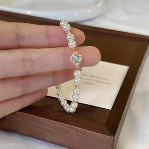 "Sweetheart Garden" French freshwater pearl four-leaf clover bracelet temperament high-end exquisite jewelry birthday gift