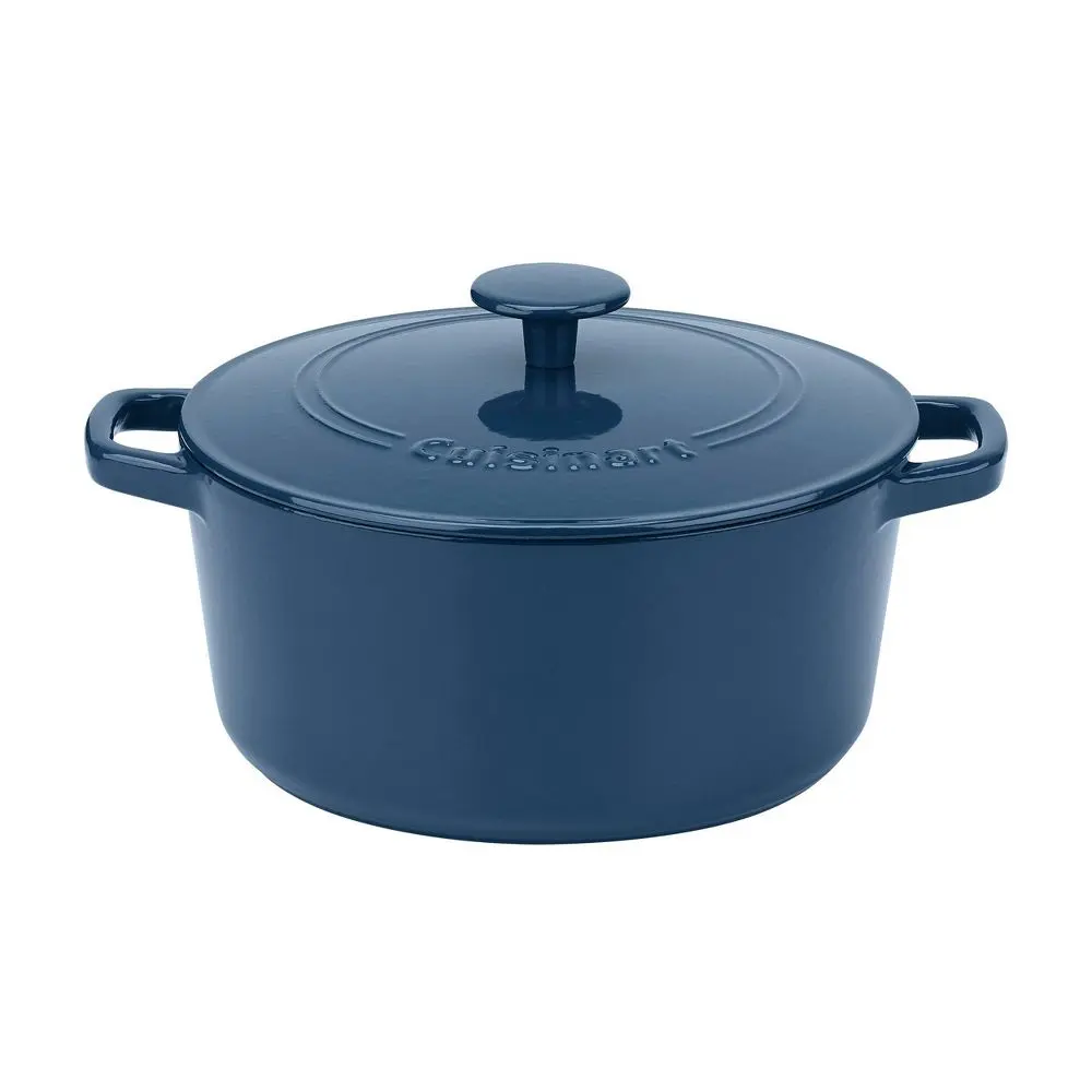 Cuisinart Chef's Classic 5qt Blue Enameled Cast Iron Round Casserole Pot with Cover - CI650-25BG, Induction-Stove-Oven Safe, Dishwasher & Broiler-Safe Cookware