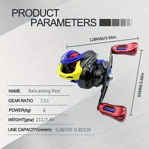 Baitcasting Reel 7.2:1 High Speed Dual Handle Fishing Reel, 17+1BB Smooth Drag Baitcaster for Bass Freshwater Saltwater