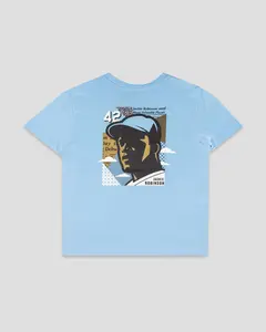 Jackie Robinson Front Page T-Shirt (Light Blue) - Youth