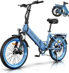 EOYOBIKE 500W Folding Electric Bike, 20" x 3.0 Fat Tire Step-Thru with Rear Rack, 7-Speed & Removable 48V Battery