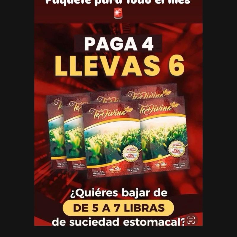 Te Divina - Buy 4 Get 2 Free, Natural Herbal Tea Caffeine - Free, 6 Weeks, Infused With Reishi Premium Beverage Drink Nata