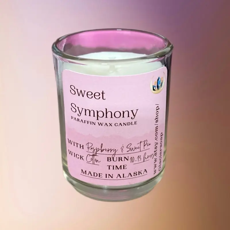 Sweet Symphony Candle – Raspberry & Sweet Pea Scent | 10–13 Hour Burn | Paraffin Wax | Cotton Wick
