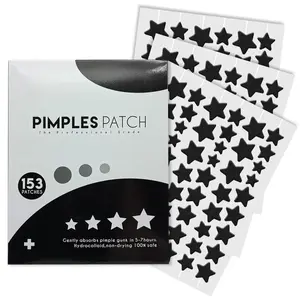Black Star Pimple Patches for Face, 153 Counts Hydrocolloid Star Acne Patches, Cute Zit Covers for Face, Spot Stickers with Tea Tree, Salicylic Acid and Cica Oil