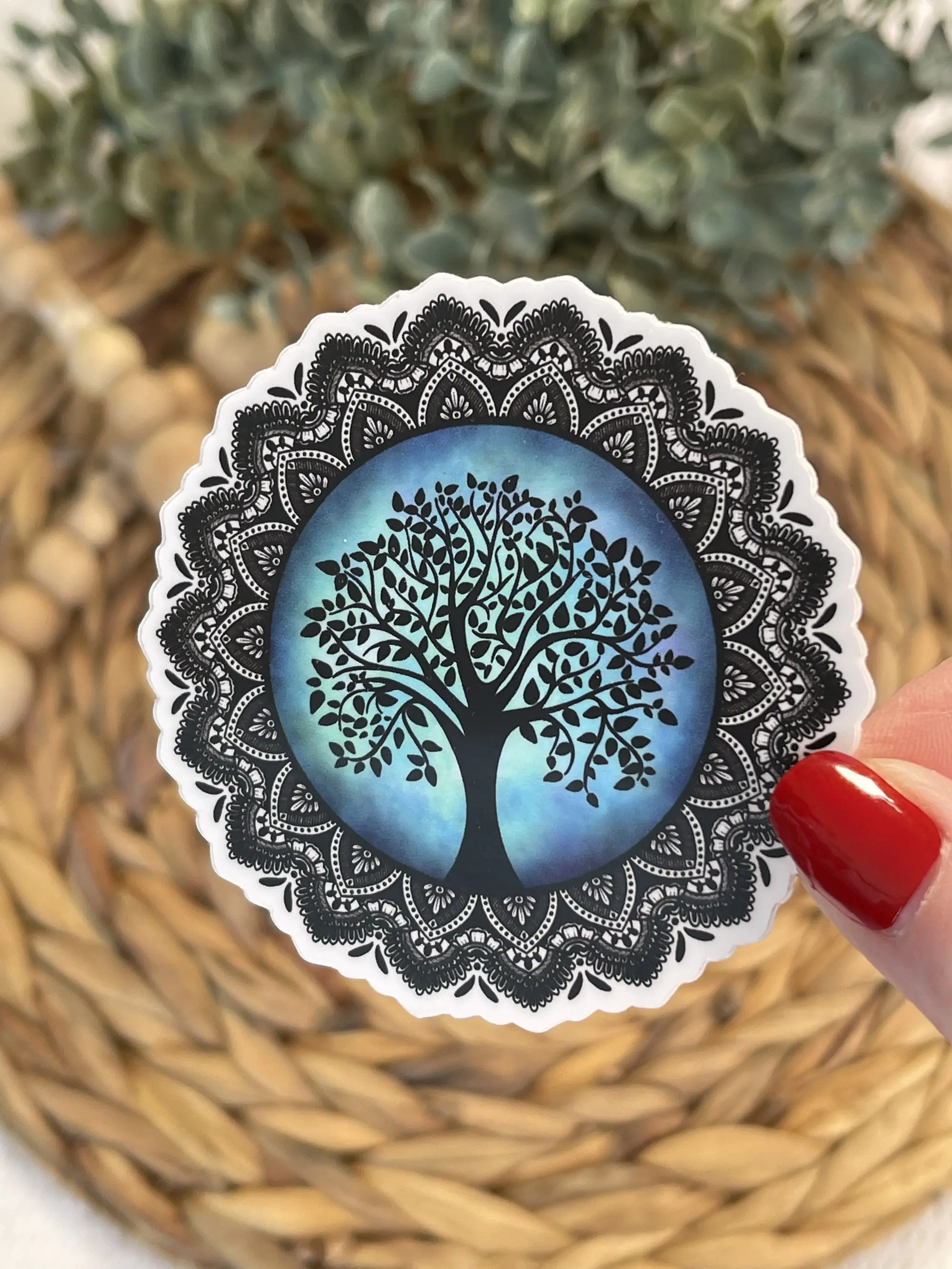 Zen Tree Sticker, Watercolor Sticker, Zen Sticker, Meditation Tree, Bumper Sticker, Water Bottle, Waterproof Sticker