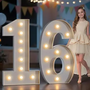 Marquee Numbers 16 Birthday Decorations: 4FT Tall Large Light Up Numbers Sweet 16 Years Old Birthday for Girl Boy Big Sign Anniversary Cardboard Backdrop Blocks Balloons