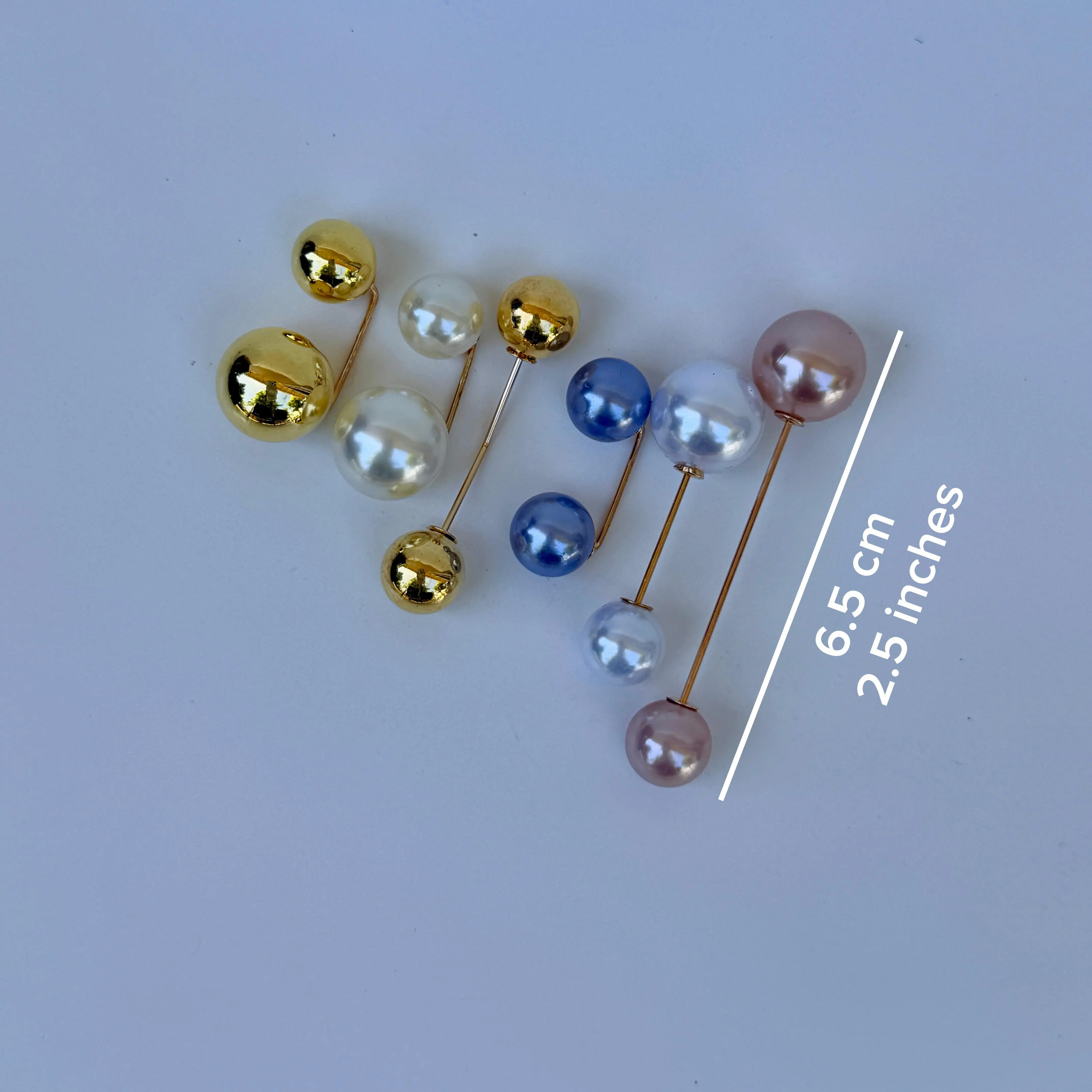 Gold Pearl Styling Pin Set of 6 | Elegant Brooch for Blouses & Tops | No-Tuck Shirt Clip