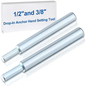 Hicarer 2 Pcs Drop in Anchor Tool Concrete Wall Anchors Expansion Anchors Apply to 1/2 Inch and 3/8 Inch Internal Thread Drop in Anchor, Zinc Plated Steel Rod for Concrete, Stone