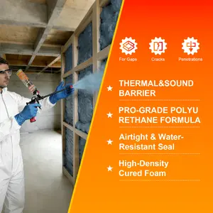 Spray Foam Insulation Kit, 750ml Spray Foam, High Density Closed CellPolyurethane Wide Spray Foam Kit for Reduced EnergyBills, Easy DIY Use for Walls, Ceilings, Attics and Garage Doors