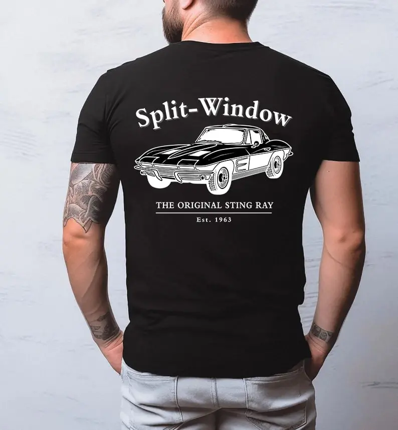 Vintage Vibe 2 Sides Chevy Corvette 1963 Men's Cotton Tee Old School Tee Gift for Him Classic Car Casual Menswear