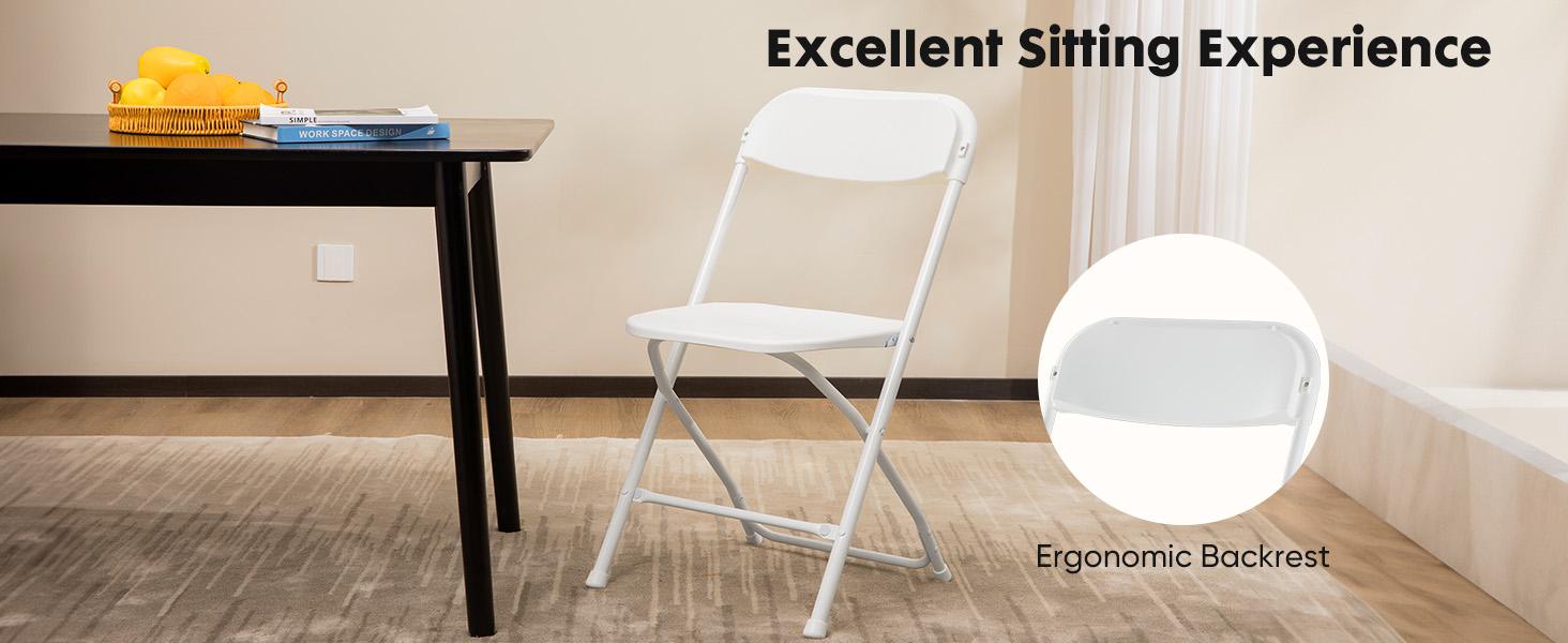 Sweet Furniture F - Plastic Folding Chairs with 330-Pound Capacity, Sturdy Metal Foldable Chairs, Easy to Use and Store