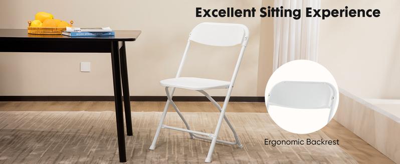 Sweet Furniture F - Plastic Folding Chairs with 330-Pound Capacity, Sturdy Metal Foldable Chairs, Easy to Use and Store