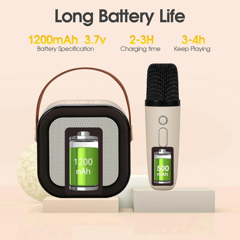 2026 new model Mini Karaoke Machine with 2 Wireless Microphones,-Portable Mini Karaoke Machine with 2 Wireless Microphones, Kids Karaoke Speaker Sound System, Ideal Birthday Gift for Children Ages 4-12, for Family Party, Outdoor & Travel Use