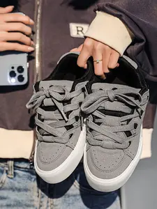 Parent-Child Red-White Color-Block Suede Casual Sneakers, Casual Trainers, Minimalist Style, Suede Material + Breathable Holes + Non-Slip White Sole, Parent-Child Compatible, Ideal for Daily Outfits & Parent-Child Leisure Outings