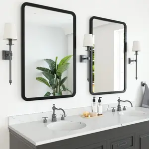 24 x 36 inch black bathroom mirrors metal frame rectangle mirror modern farmhouse vanity mirror for bedroom bathroom entryway wall mounted