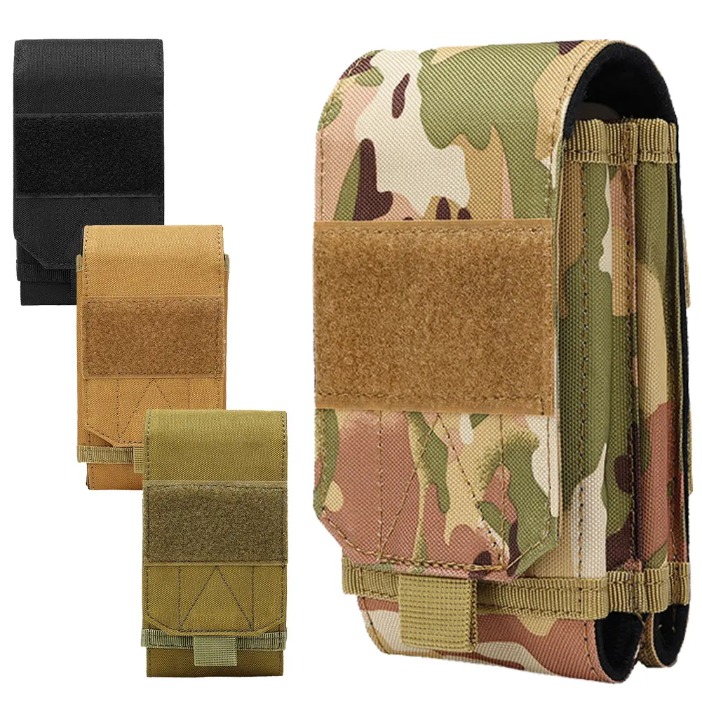 Tactical Phone Pouch, 1000D Nylon MOLLE Belt Holster with Double Pockets for Hiking and Outdoor Use, Fits 4.0"-6.9" Phones, Tactical Equipment, Vests