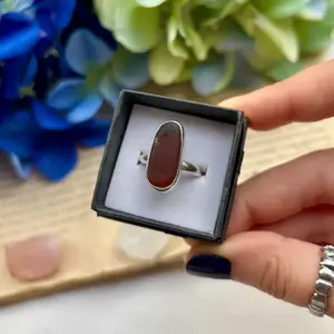 Size 8 Handmade Sterling Silver Sea Glass Ring