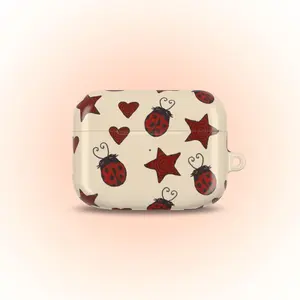 Ladybug Stars Hearts AirPod Case, Y2K Art Cover, Cute Accessories, Keychain Clip Kawaii Gift, Protective AirPods Pro and Max 1 2 3 4 Gen