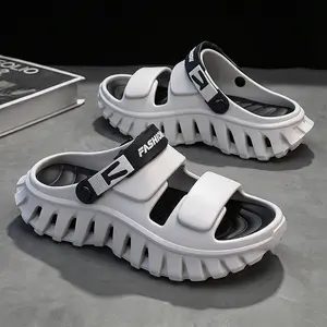 FoamFam Men's Easy Clean Lightweight Platform Slides Non-Slip Breathable Work Sandals with Shock Absorbing Sole  Durable Resistant to Dirt & Wear  Perfect for Restaurant Home Outdoor Beach