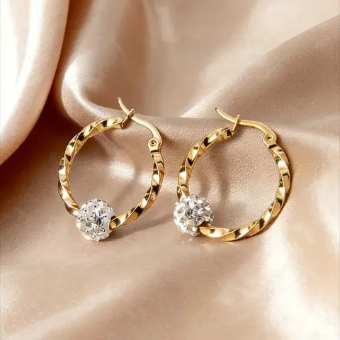 Elegant  Stainless Steel Hoop Earrings, Stylish Jewelry, Sparkling Rhinestones-Perfect for Parties And Everyday Fashion, High Quality Earrings, Innovative Earrings