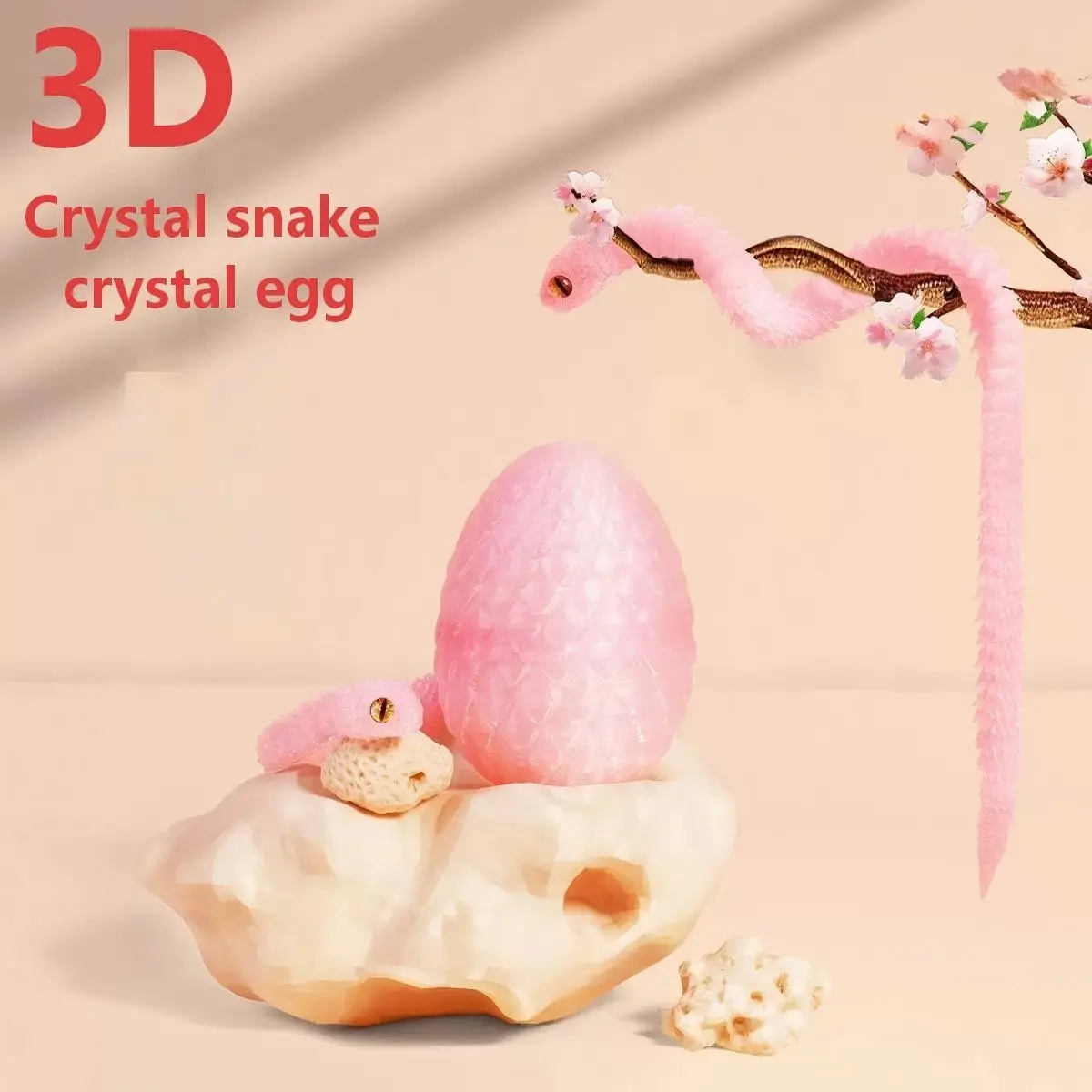 3D Printed Crystal Snake Figurine, Jointly Moveable, Home Decor Gift, Party Supplies, Graduation Gift, Birthday Present, Articulating Figurines