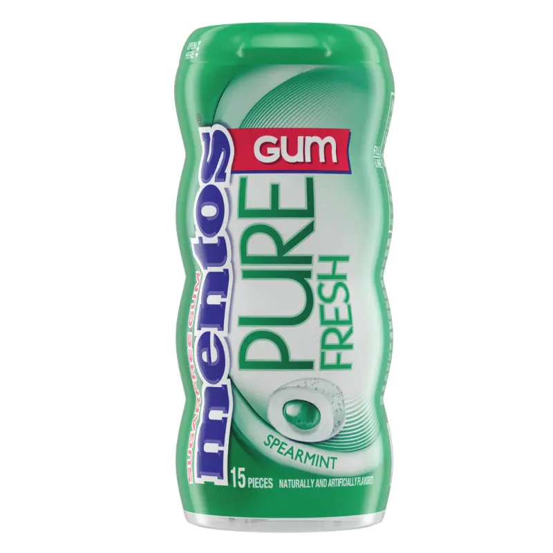 Mentos Pure Fresh Spearmint Sugar-Free Chewing Gum - 10 Packs, 15 Pieces Each, Better for You Candy, Fresh Breath Snack