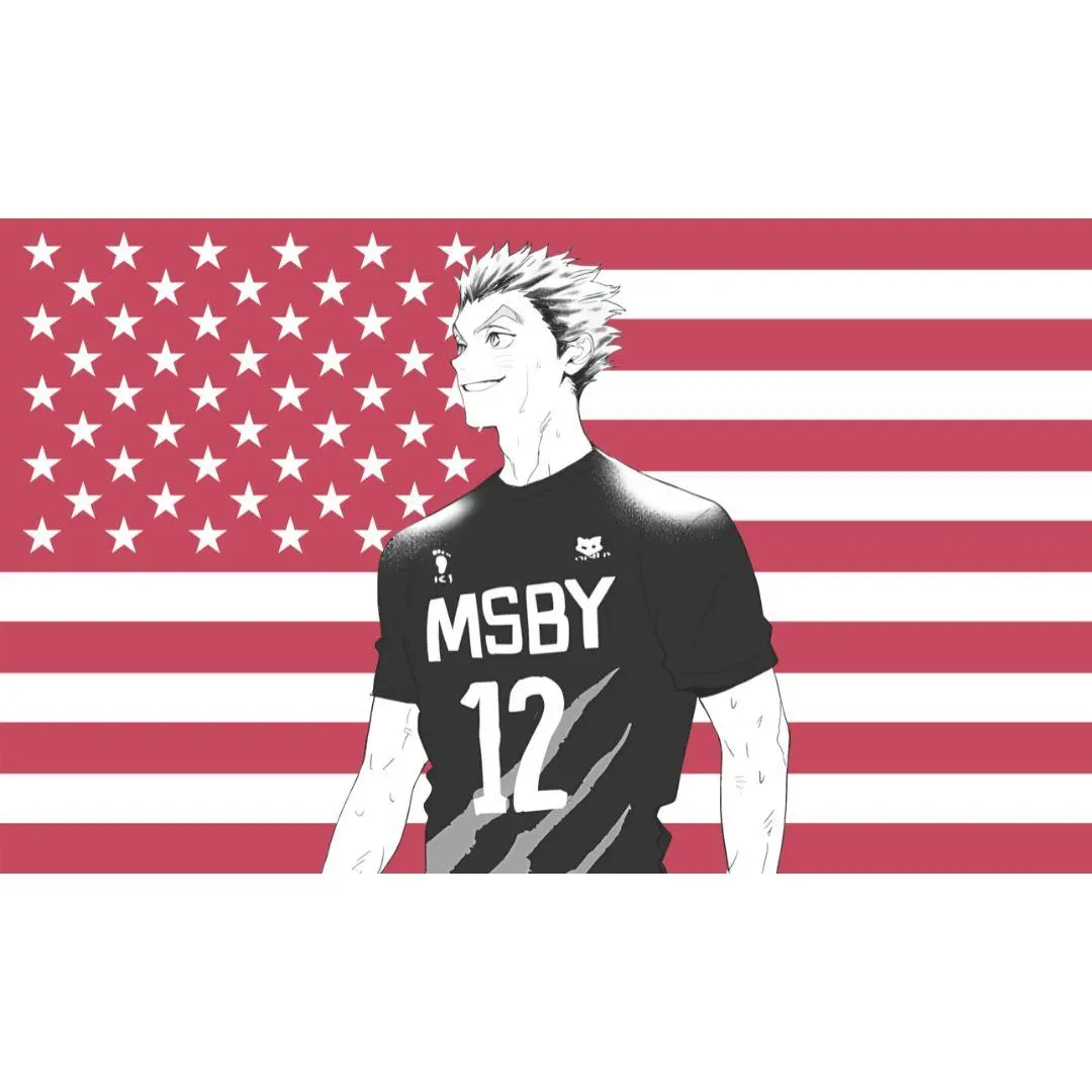 Customizable Haikyuu Japanese Anime Tapestry - American Flag Art Tapestries, Bokuto & Sakusa Designs, US Pride Decor Accessories, Room Decorations, Weather-Resistant, Hanging Holes, Wide Range of Sizes for Bedroom Outdoor Use