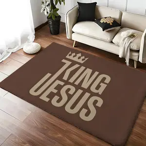 JJesus Is King Floor Mat Luxury Velvet Doormat Water Absorbent Non-Slip Floor Mat, Soft Shaggy Carpet for Bathroom Kitchen Living Room Bedroom Entrance, Washable Anti-Skid Indoor Outdoor Rug Home Decor