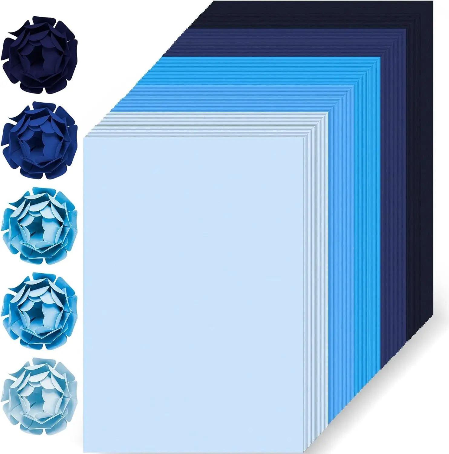 100 Sheets 5 Assorted Blue Thick Cardstock Paper 65lb/180gsm Ideal for Festive Decor DIY Greeting Cards Arts and Crafts