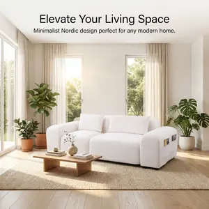 White Microfiber 2-Piece Living Room Sofa Set