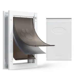 Large Pet Door With Three Magnetic Flaps And Durable Metal Frame For Interior And Exterior Doors, Weatherproof, Easy To Install, Provides Secure In-And-Out Access For Dogs, White For Standard Door Openings