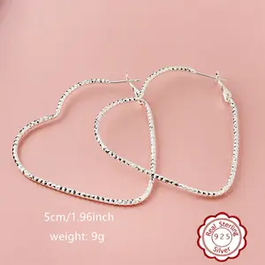 925  Silver Hoop Earrings For Women heart earrings hoop earrings , Suitable For Women,Hypoallergenic Jewelry for Her, Suitable For Daily And Vacation Wear, Suitable As Valentine's Day Gift