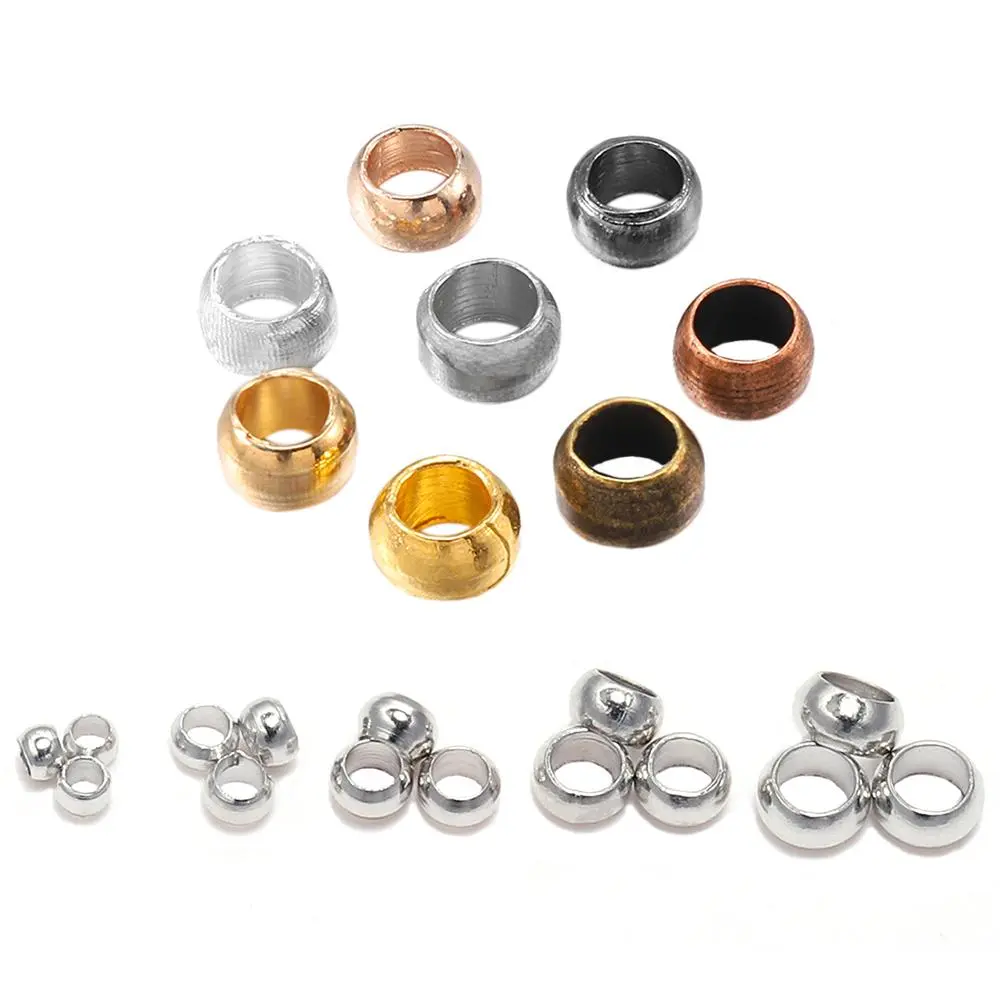 100-500pcs/lot Gold  Copper Ball Crimp End Beads Dia 2 2.5 3 mm Stopper Spacer Beads For Diy Jewelry Making Findings Supplies