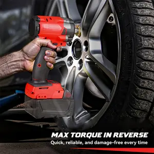 Impact Wrench for 18V Battery - Brushless Motor, Red ABS, 3-in-1 Impact Wrench