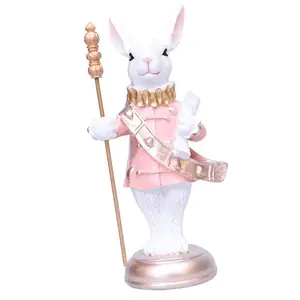 Handmade Easters Rabbit Sculpture with Trumpet Wand Enhances Holiday Spirit