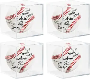 Baseball Display Case 4 Pack Acrylic  UV Protected Baseball Holder Display, Display Case Autographed